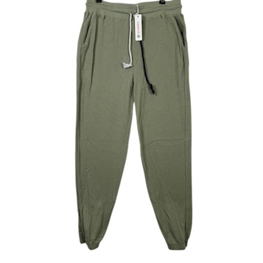 NEW! Sundry Thermal Sweatpants Pistachio Green Ombre Tie Waist Size Medium (2)